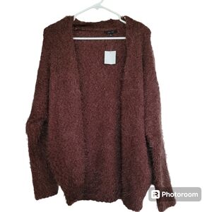 Brown Love Tree Eyelash Cardigan Size Small